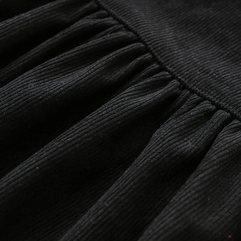 2026 Autumn New Retro Corduroy Adjustable Straps Dress Girls Casual Loose Sleeveless Ruched Dresses Children's Clothing