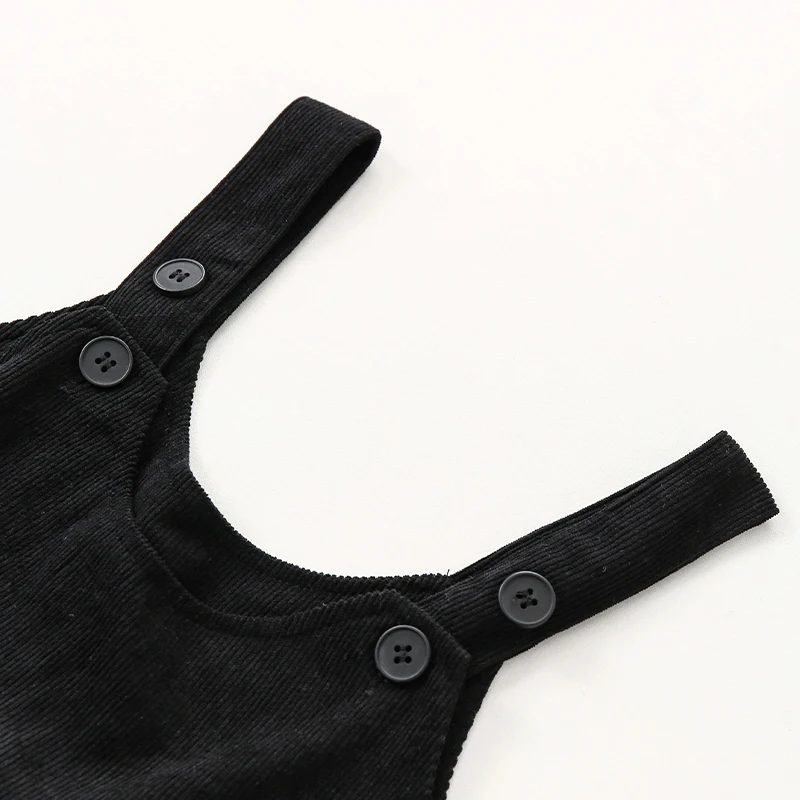 2026 Autumn New Retro Corduroy Adjustable Straps Dress Girls Casual Loose Sleeveless Ruched Dresses Children's Clothing