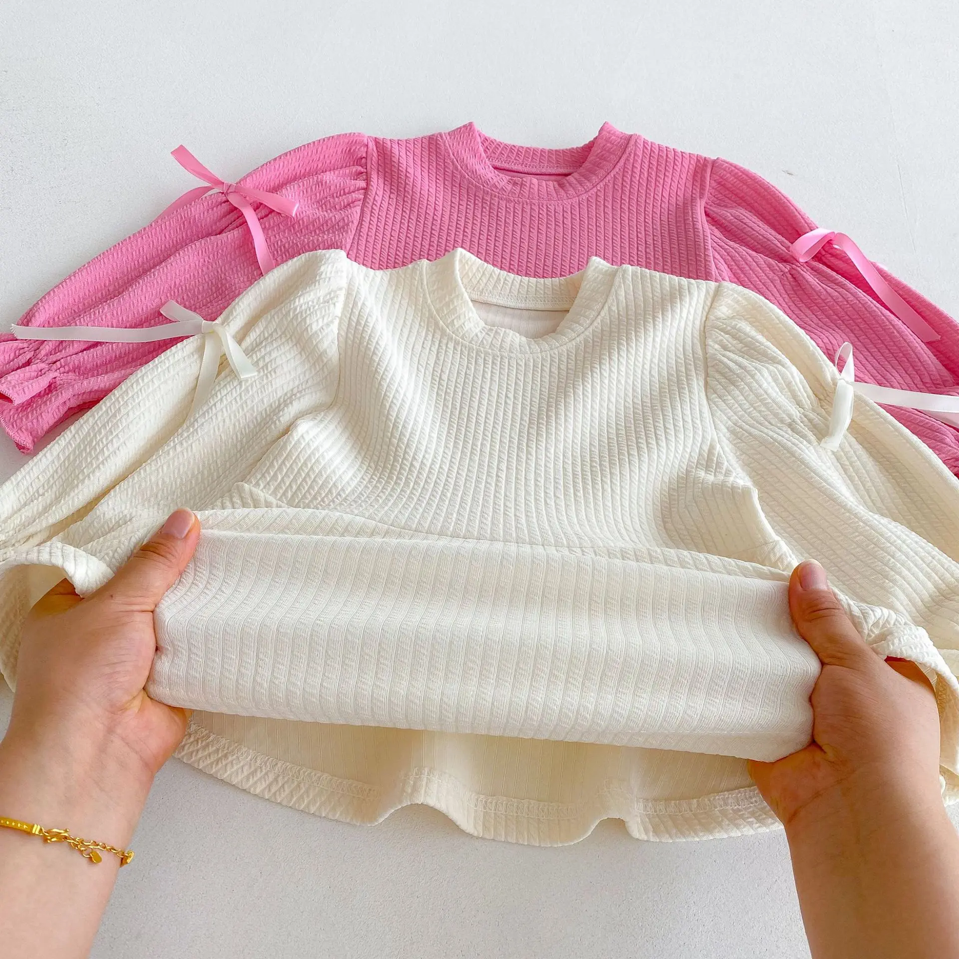 Children Bow Shirts + Flared Trousers 2pcs Suit Cotton Toddler Girl Outfits Autumn Korean Girls' Set Sweet and Cute Girls Set