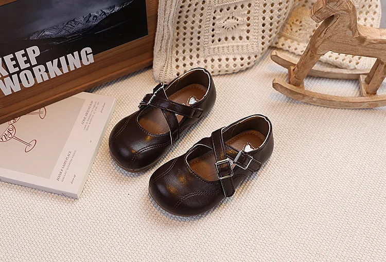 Children PU Leather Girls Student Kids Shoes 2026 Autumn New Fashion Elegant Comfortable French Style Mary Jane Casual Loafer