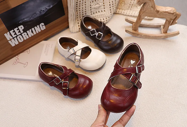 Children PU Leather Girls Student Kids Shoes 2026 Autumn New Fashion Elegant Comfortable French Style Mary Jane Casual Loafer