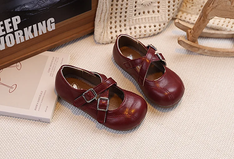 Children PU Leather Girls Student Kids Shoes 2026 Autumn New Fashion Elegant Comfortable French Style Mary Jane Casual Loafer