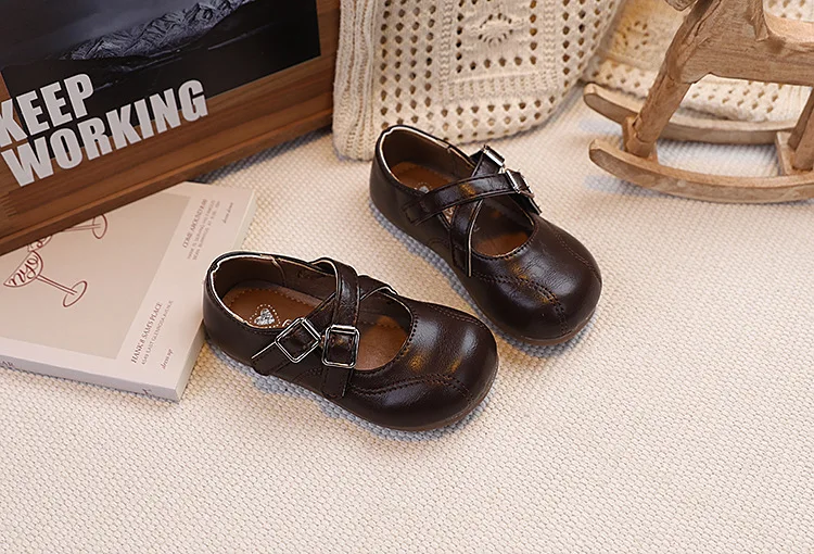 Children PU Leather Girls Student Kids Shoes 2026 Autumn New Fashion Elegant Comfortable French Style Mary Jane Casual Loafer