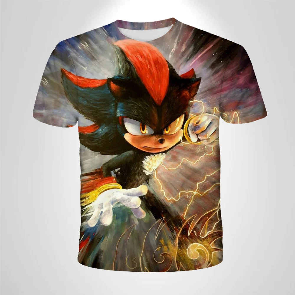 Sonic The Hedgehog Anime Boys' Breathable T-shirt, Children's Fashion Clothing Casual Wear, Breathable Thin Style, Unisex Top