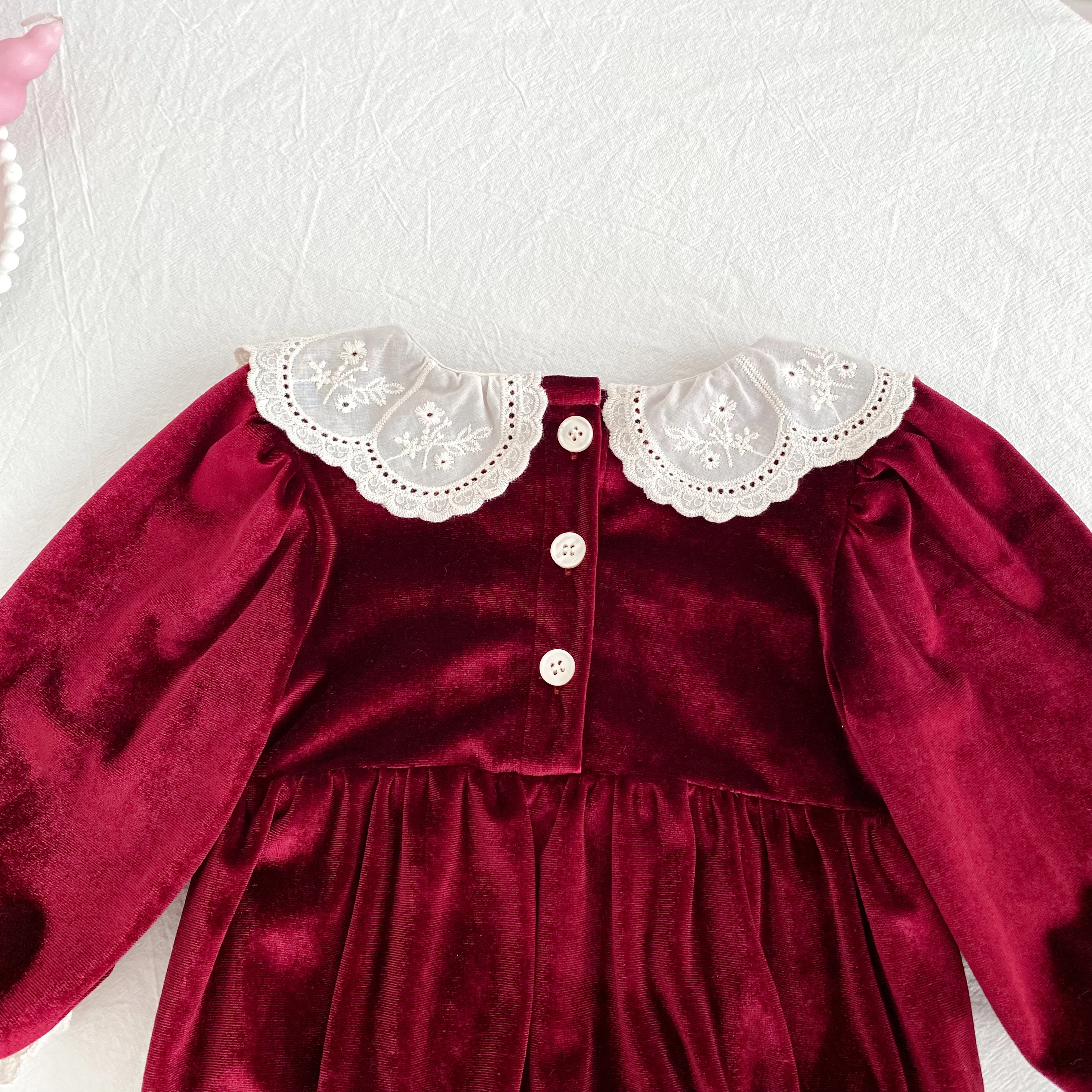 New Christmas Kids Party Dress Baby Bodysuits Sisters Clothes Autumn Sisters Girls Princess Dress Lace Red New Year Kids Clothes