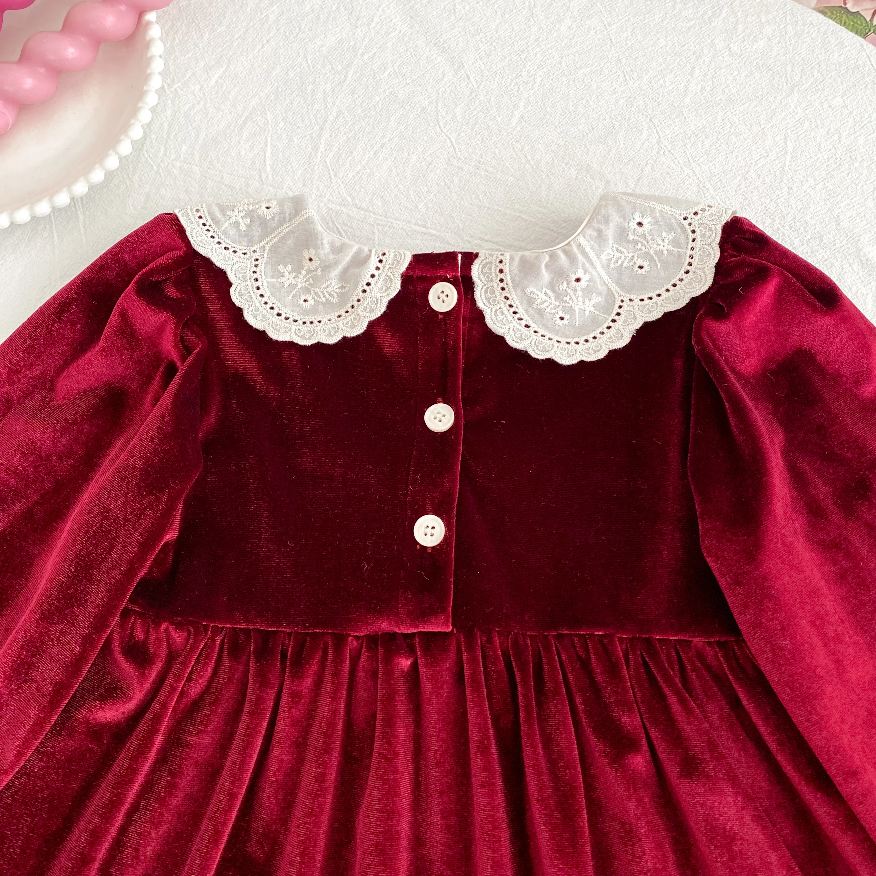 New Christmas Kids Party Dress Baby Bodysuits Sisters Clothes Autumn Sisters Girls Princess Dress Lace Red New Year Kids Clothes