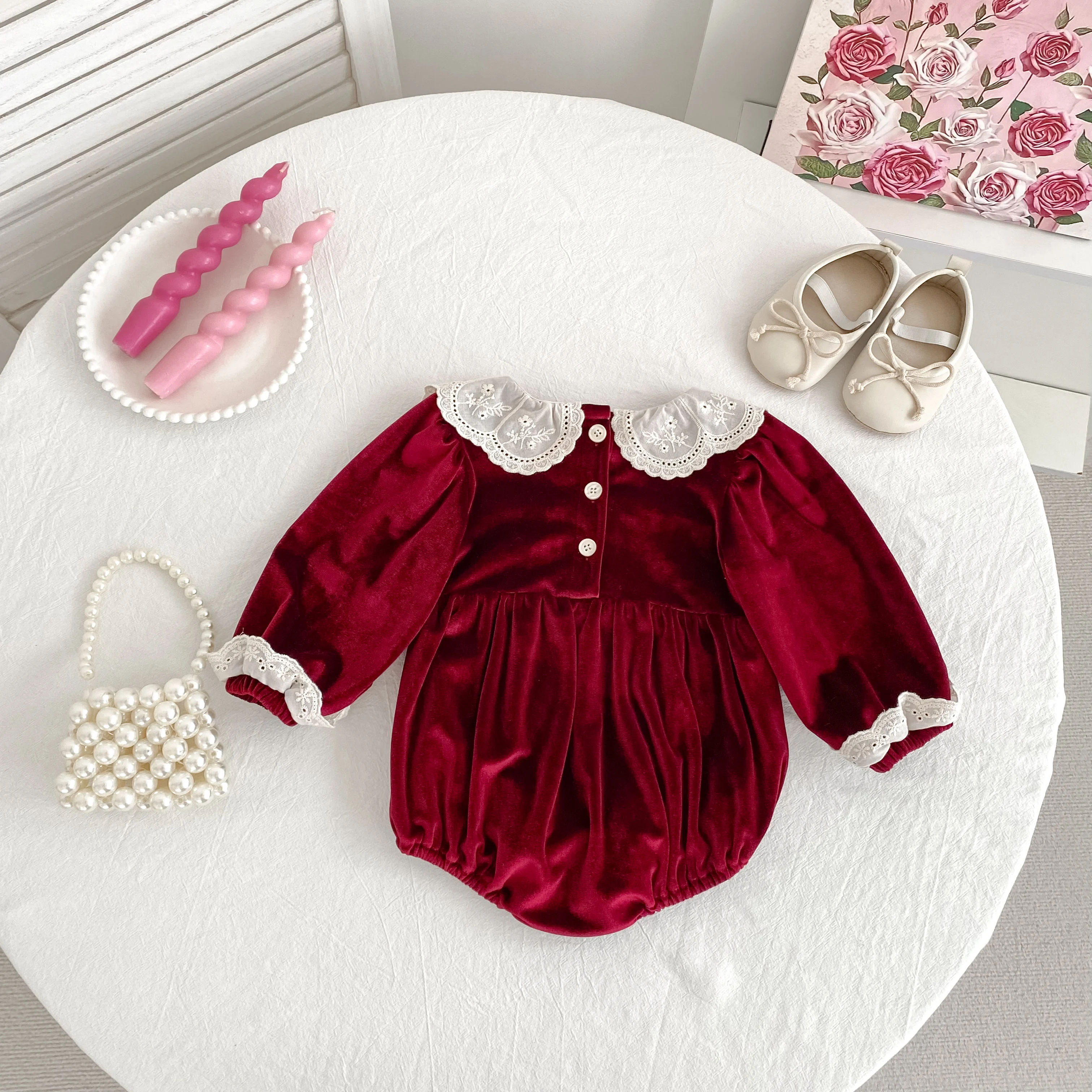 New Christmas Kids Party Dress Baby Bodysuits Sisters Clothes Autumn Sisters Girls Princess Dress Lace Red New Year Kids Clothes