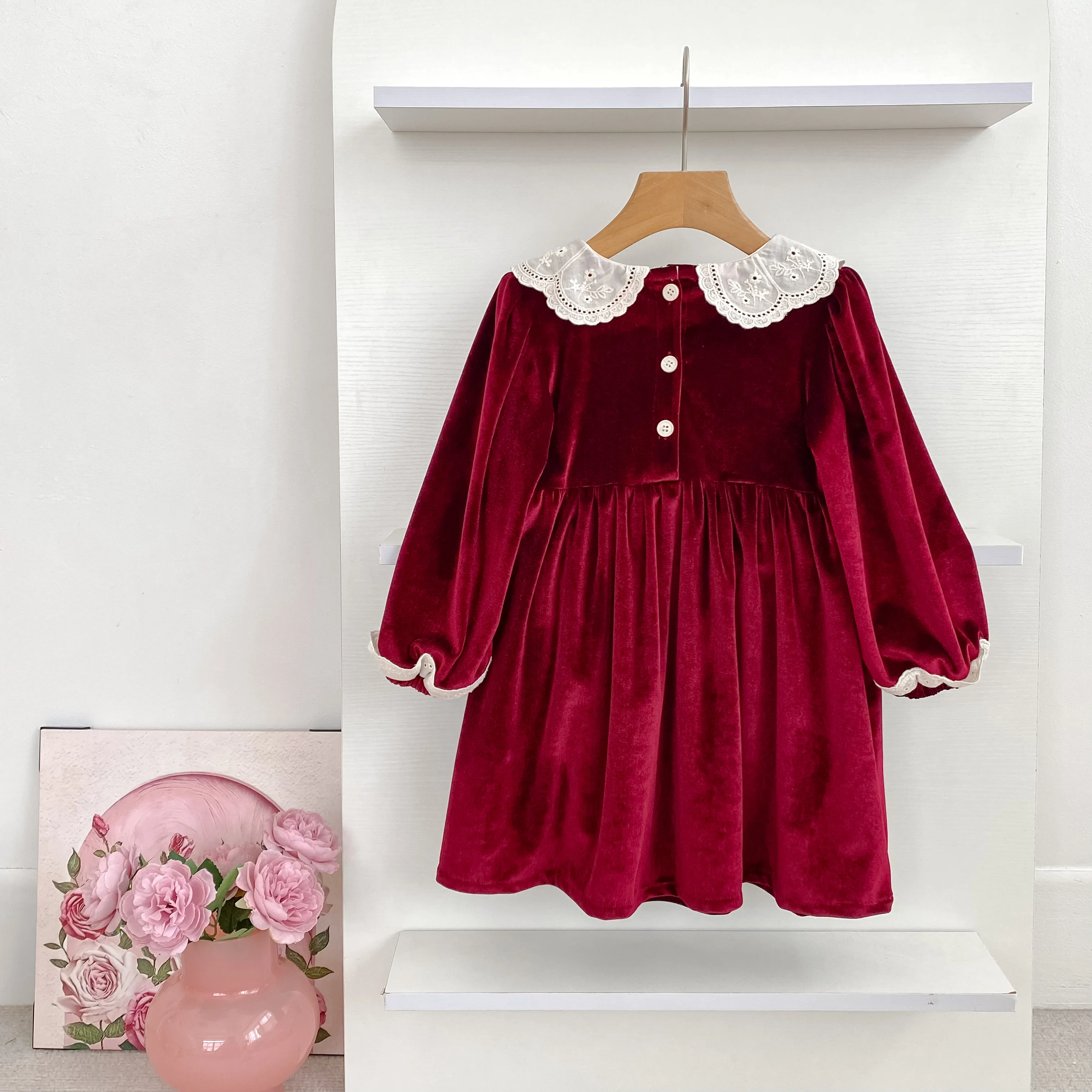 New Christmas Kids Party Dress Baby Bodysuits Sisters Clothes Autumn Sisters Girls Princess Dress Lace Red New Year Kids Clothes