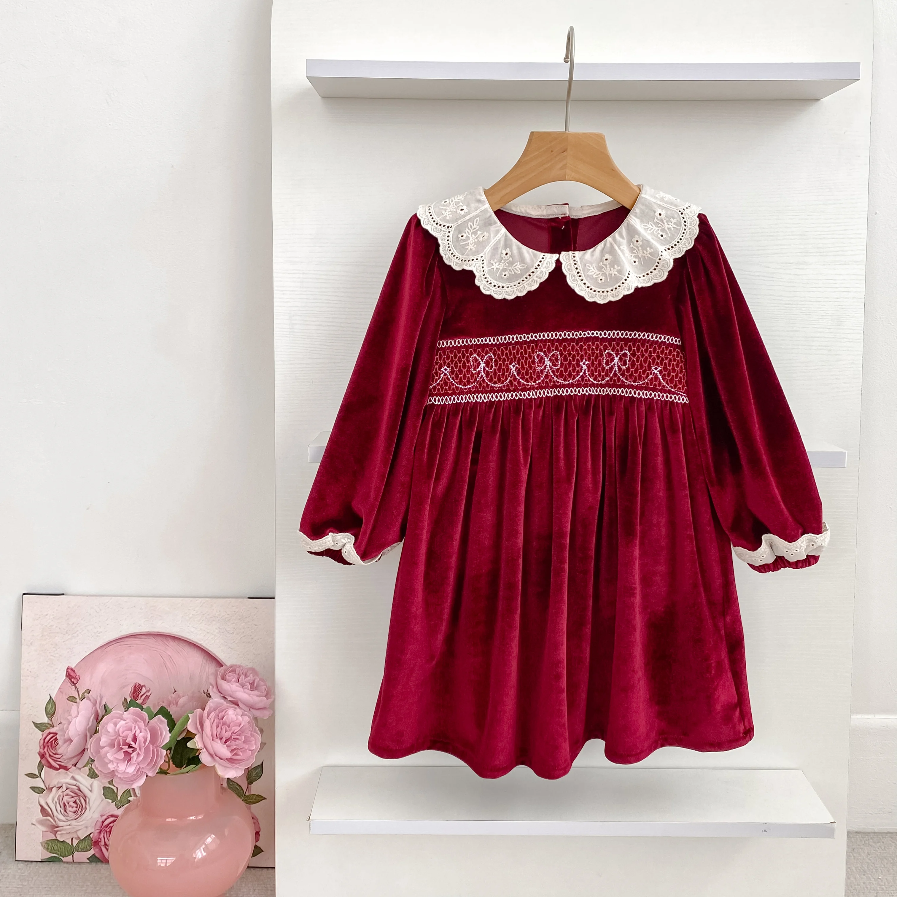 New Christmas Kids Party Dress Baby Bodysuits Sisters Clothes Autumn Sisters Girls Princess Dress Lace Red New Year Kids Clothes
