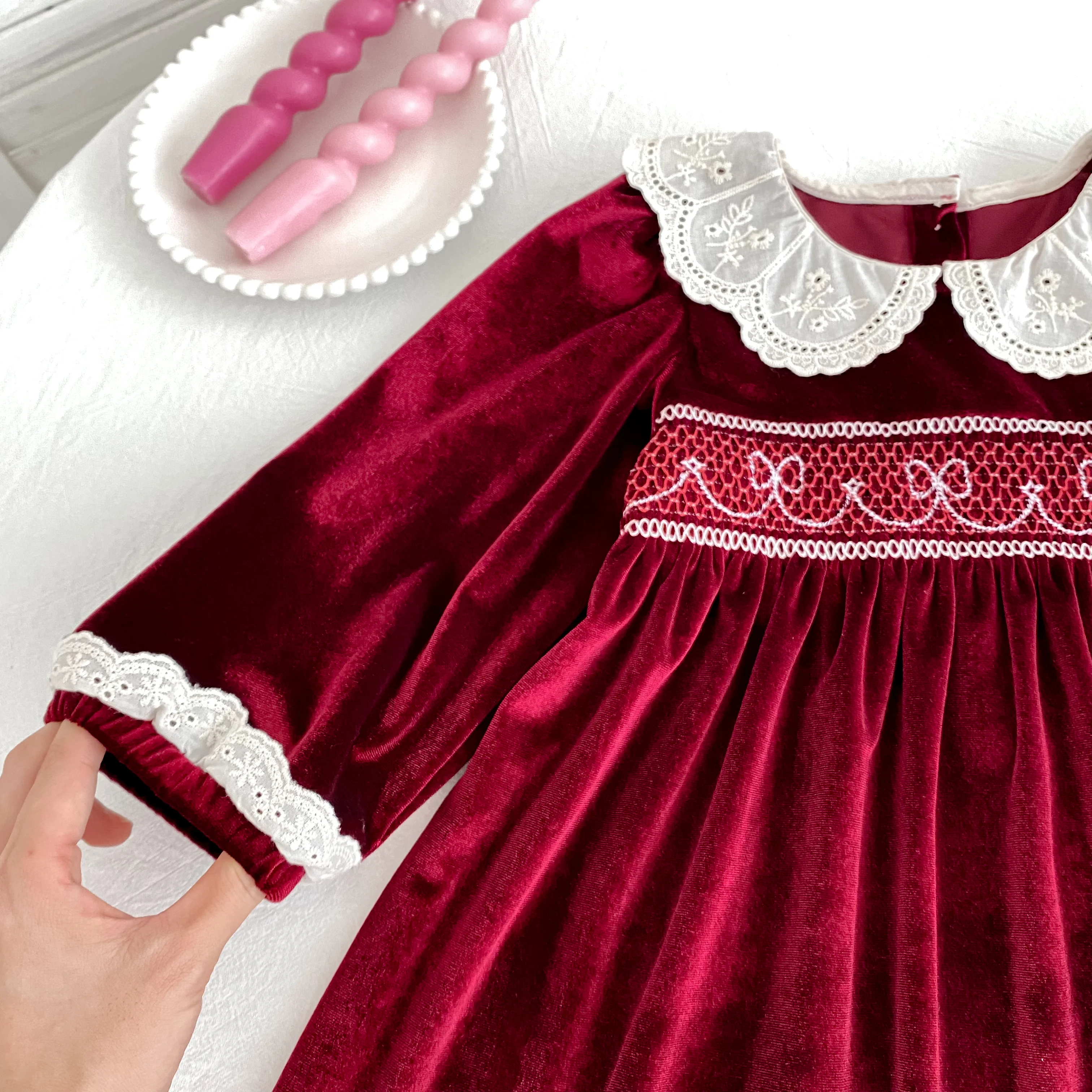 New Christmas Kids Party Dress Baby Bodysuits Sisters Clothes Autumn Sisters Girls Princess Dress Lace Red New Year Kids Clothes