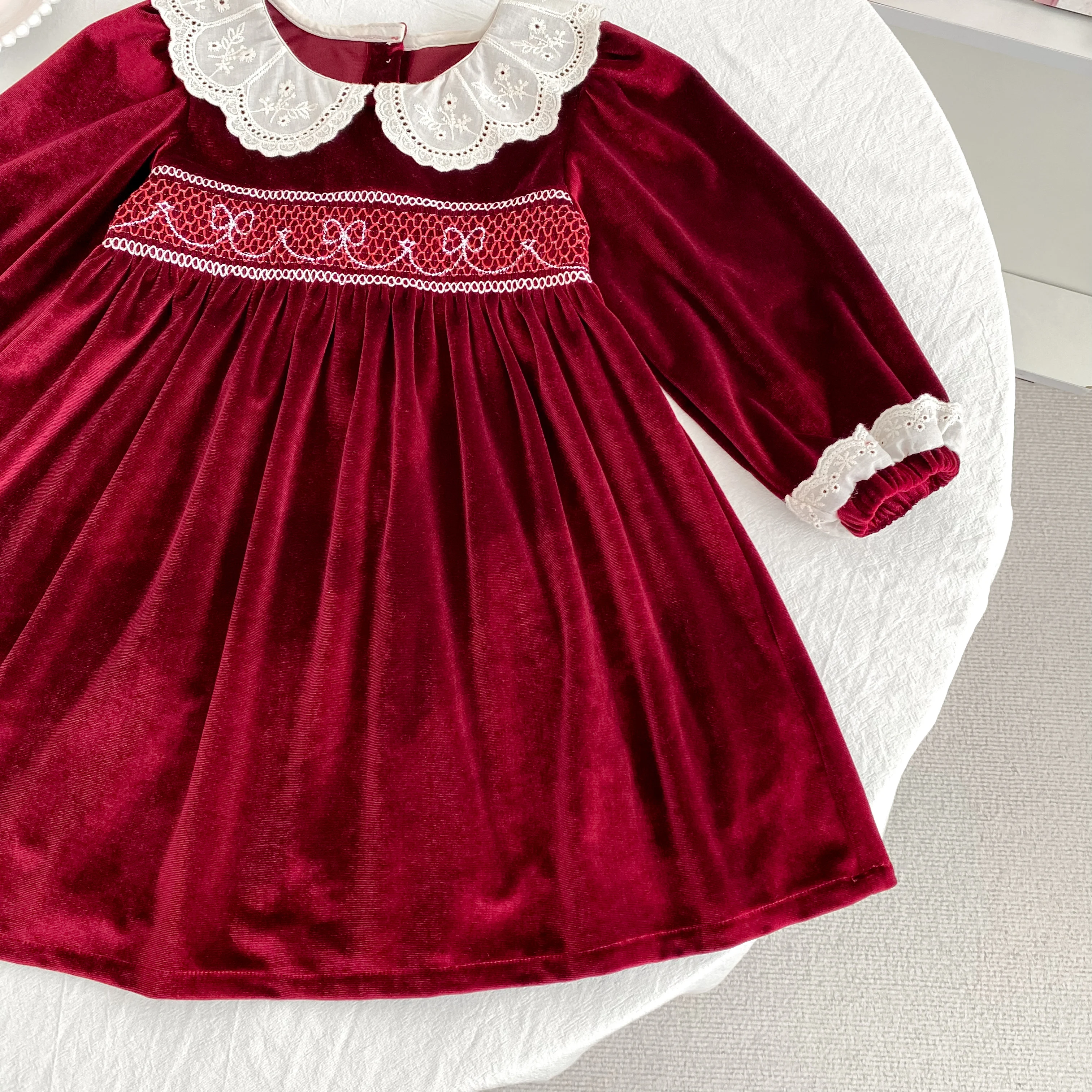 New Christmas Kids Party Dress Baby Bodysuits Sisters Clothes Autumn Sisters Girls Princess Dress Lace Red New Year Kids Clothes