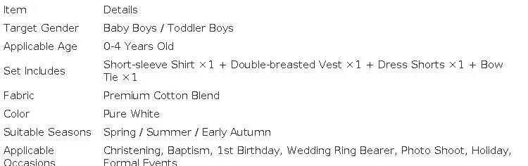 Toddler Boy White Gentleman 4PCS Suit Waistcoat Short Sleeve Shirt Suspender Shorts Bow Shawl Wedding Baptism Formal Party Outfi