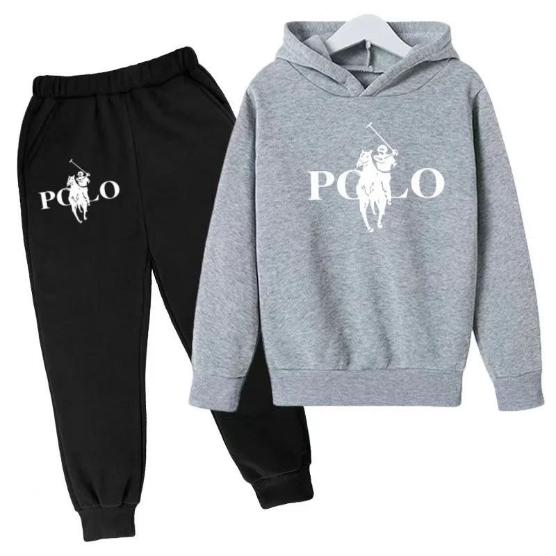 Children Autumn New Fashion Hoodie Boy Girl Toddler 3-12Y Equestrian Print Clothing Casual Top+Trousers 2P Brand Sports Coat Set