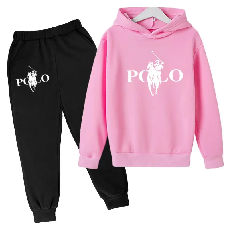 Children Autumn New Fashion Hoodie Boy Girl Toddler 3-12Y Equestrian Print Clothing Casual Top+Trousers 2P Brand Sports Coat Set