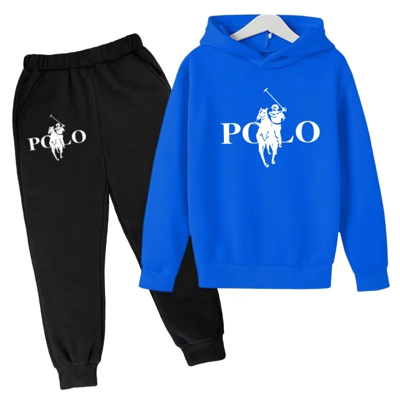 Children Autumn New Fashion Hoodie Boy Girl Toddler 3-12Y Equestrian Print Clothing Casual Top+Trousers 2P Brand Sports Coat Set