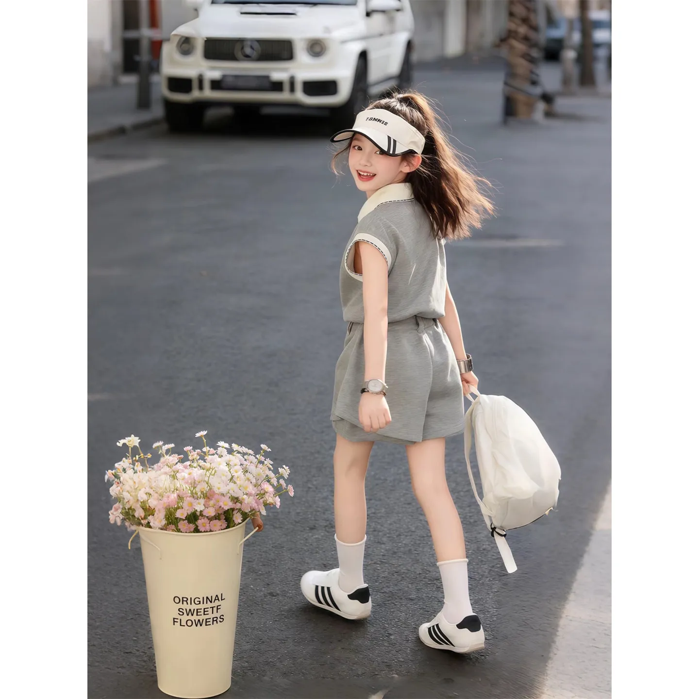 Girls Summer Thin Polo Shirt Shorts Two Piece Set Korean Style Sporty Trendy Casual Outfit For Middle And Older Kids Teen Girls