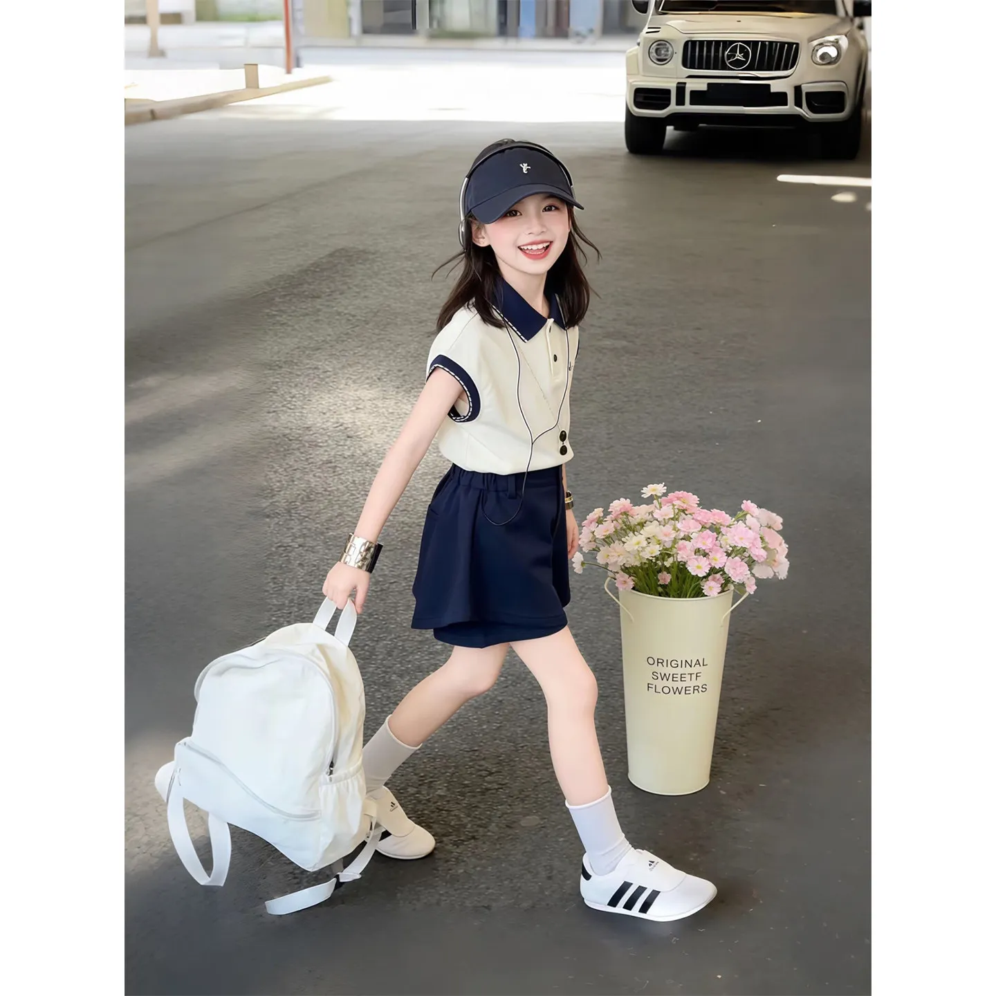 Girls Summer Thin Polo Shirt Shorts Two Piece Set Korean Style Sporty Trendy Casual Outfit For Middle And Older Kids Teen Girls