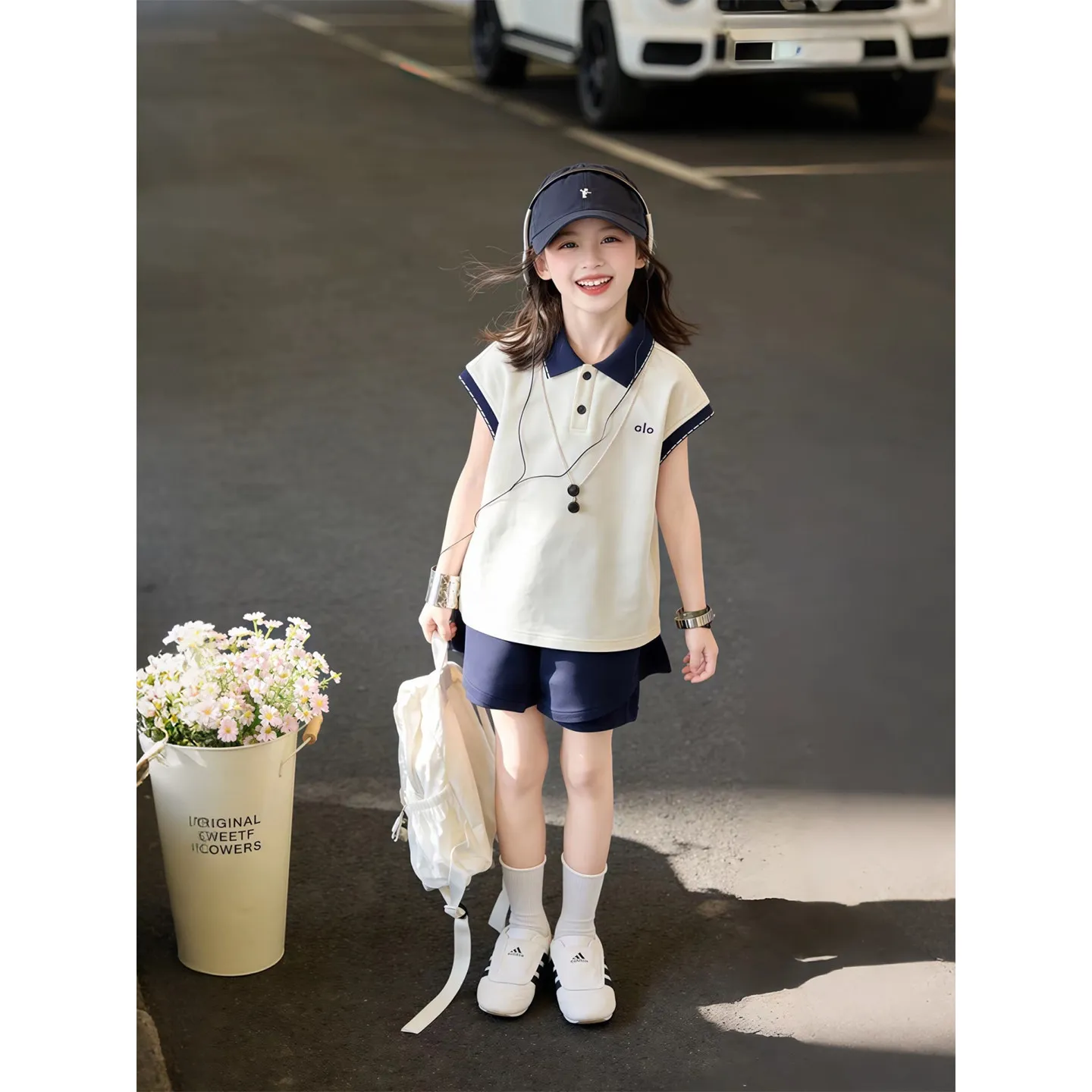 Girls Summer Thin Polo Shirt Shorts Two Piece Set Korean Style Sporty Trendy Casual Outfit For Middle And Older Kids Teen Girls