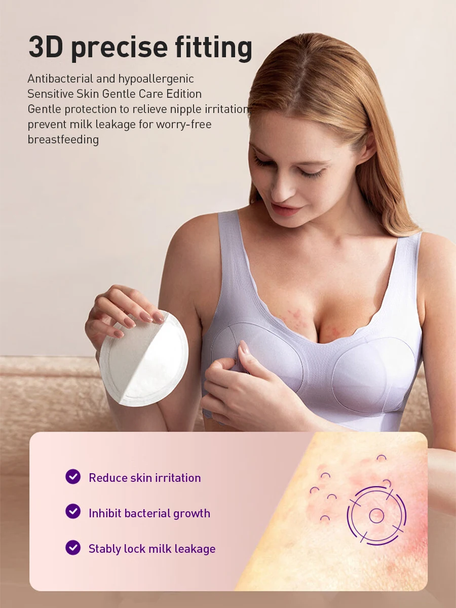 100pcs Avent Disposable Hypoallergenic Breast Pads High Absorbency Leak Proof 3D Nursing Pads For Sensitive Lactating Skin