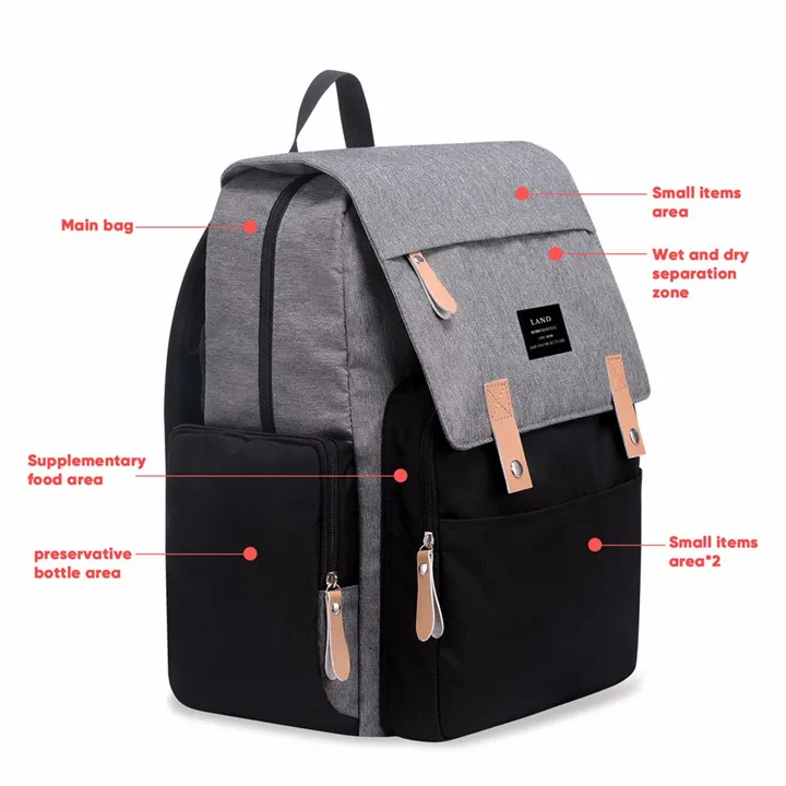 LAND Mommy Diaper Bags Landuo Mother Large Capacity Travel Nappy Backpacks with Changing Mat Convenient Baby Nursing Bags