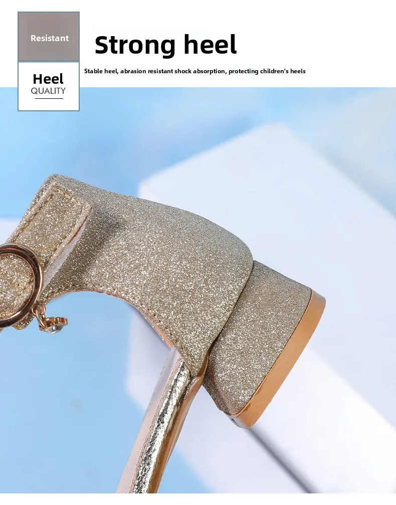 Fashion Children's Summer Sandals Sequins Simple Girls Causal Princess Low-heel Dress Shoes Wedding Party Kids High-top Sandals