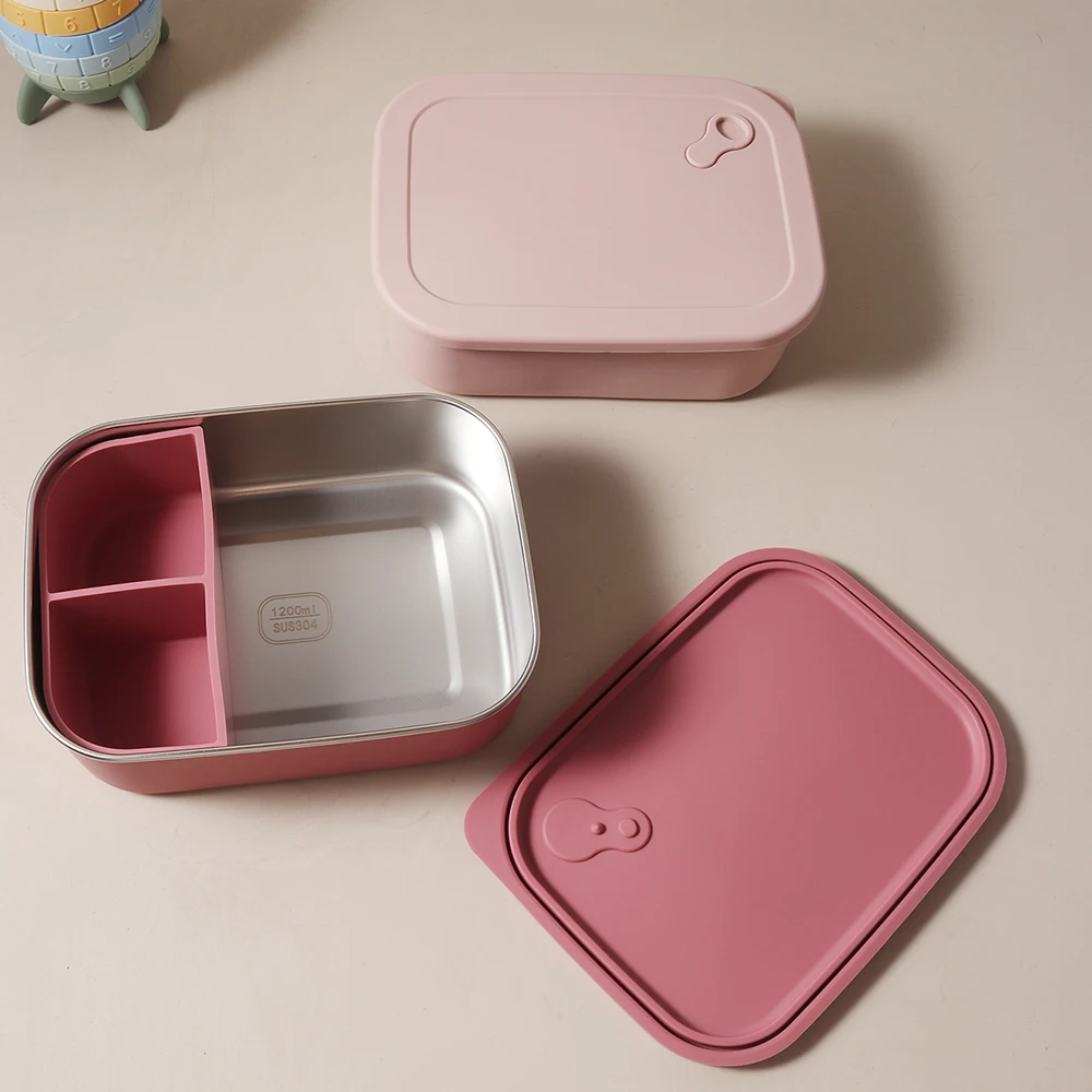 Kids' Silicone Stainless Steel Lunch Box / Bento Container Safe Leak-Proof Babies with Dividers