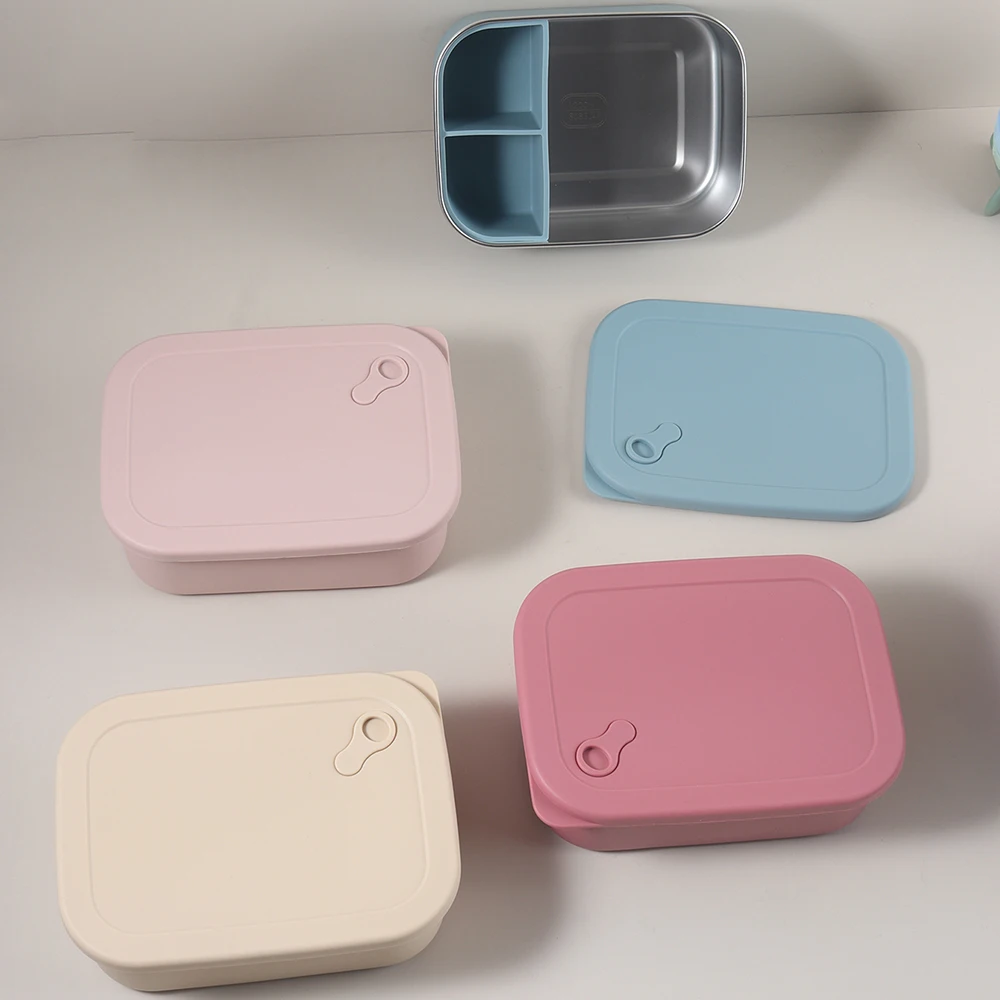 Kids' Silicone Stainless Steel Lunch Box / Bento Container Safe Leak-Proof Babies with Dividers