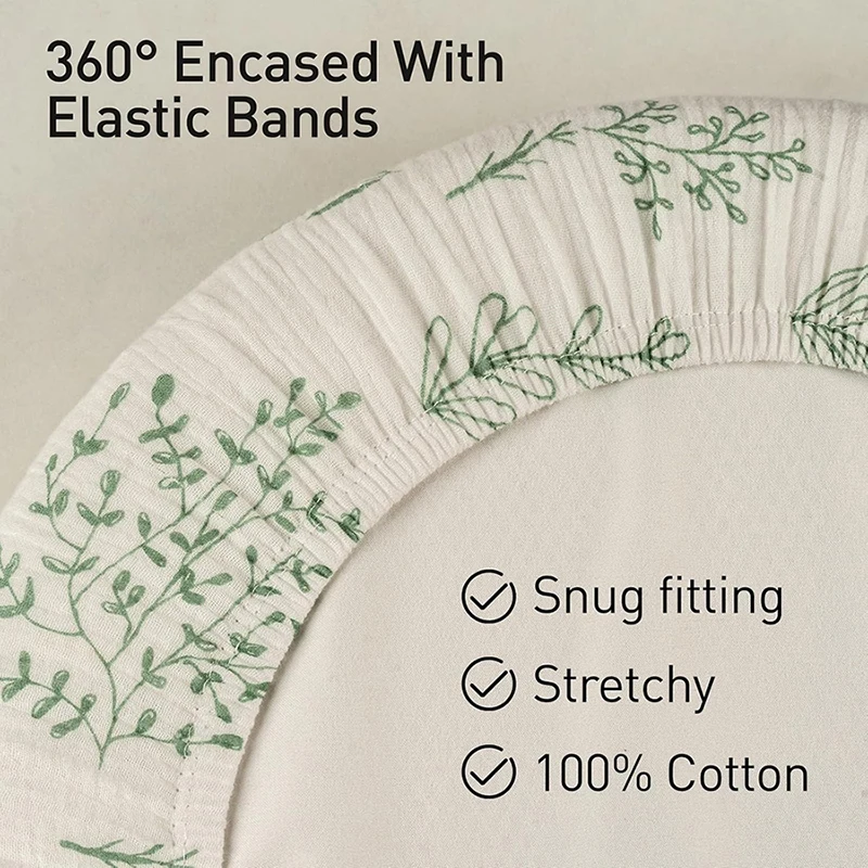 Muslin Bassinet Sheets for Baby Girl Boy Soft Breathable Bassinet Sheets Fitted Fit for Hourglass Oval Cradle Moses Basket