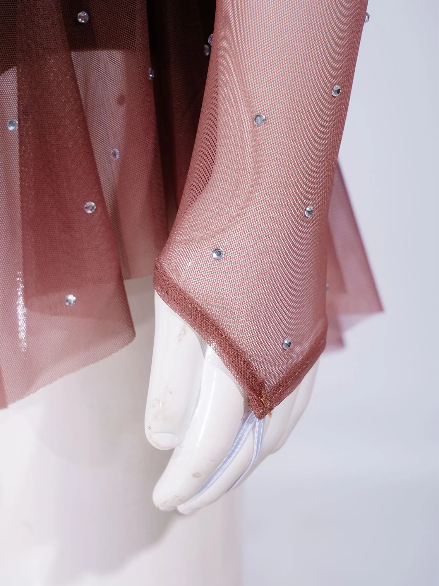 Kids Girls Figure Skating Rhythmic Gymnastics Costume Lyrical Dance Dress Shiny Rhinestone Sheer Mesh Split Dress Ballet Leotard