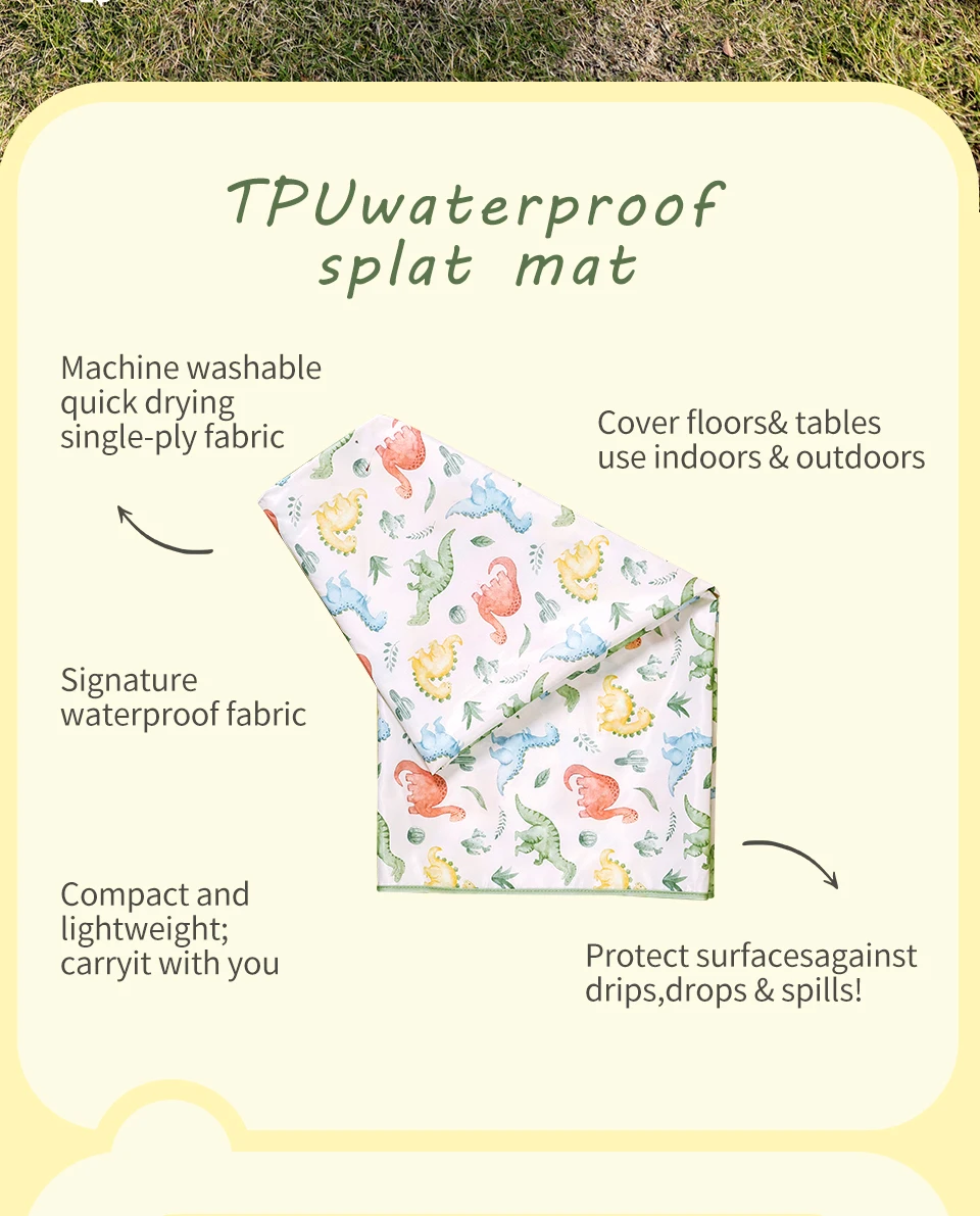Elinfant 1 Pc Baby High Chair Splat Mat Portable Baby Dining Chair Mat Waterproof Spill Mat Anti-Slip Floor Protector Splash Mat