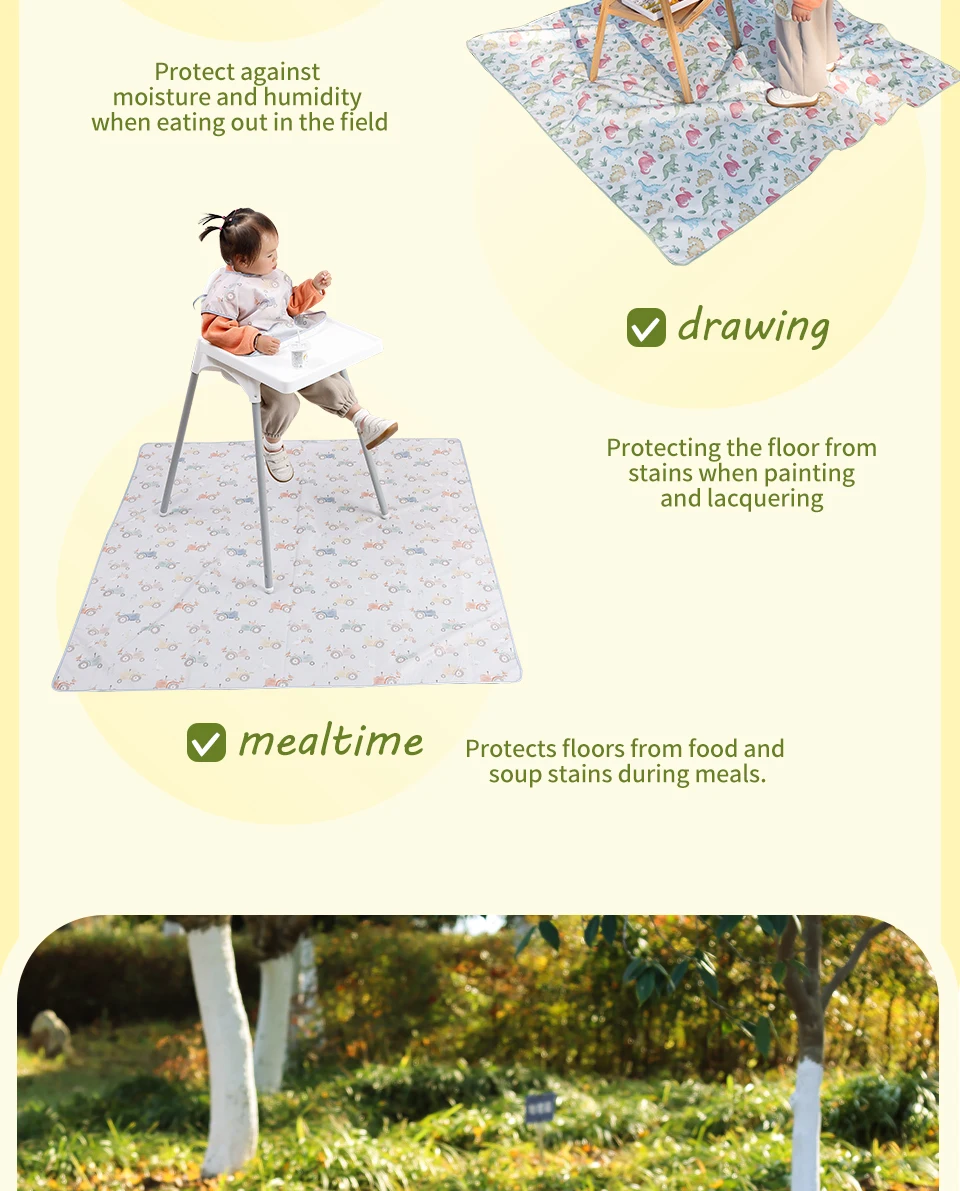Elinfant 1 Pc Baby High Chair Splat Mat Portable Baby Dining Chair Mat Waterproof Spill Mat Anti-Slip Floor Protector Splash Mat