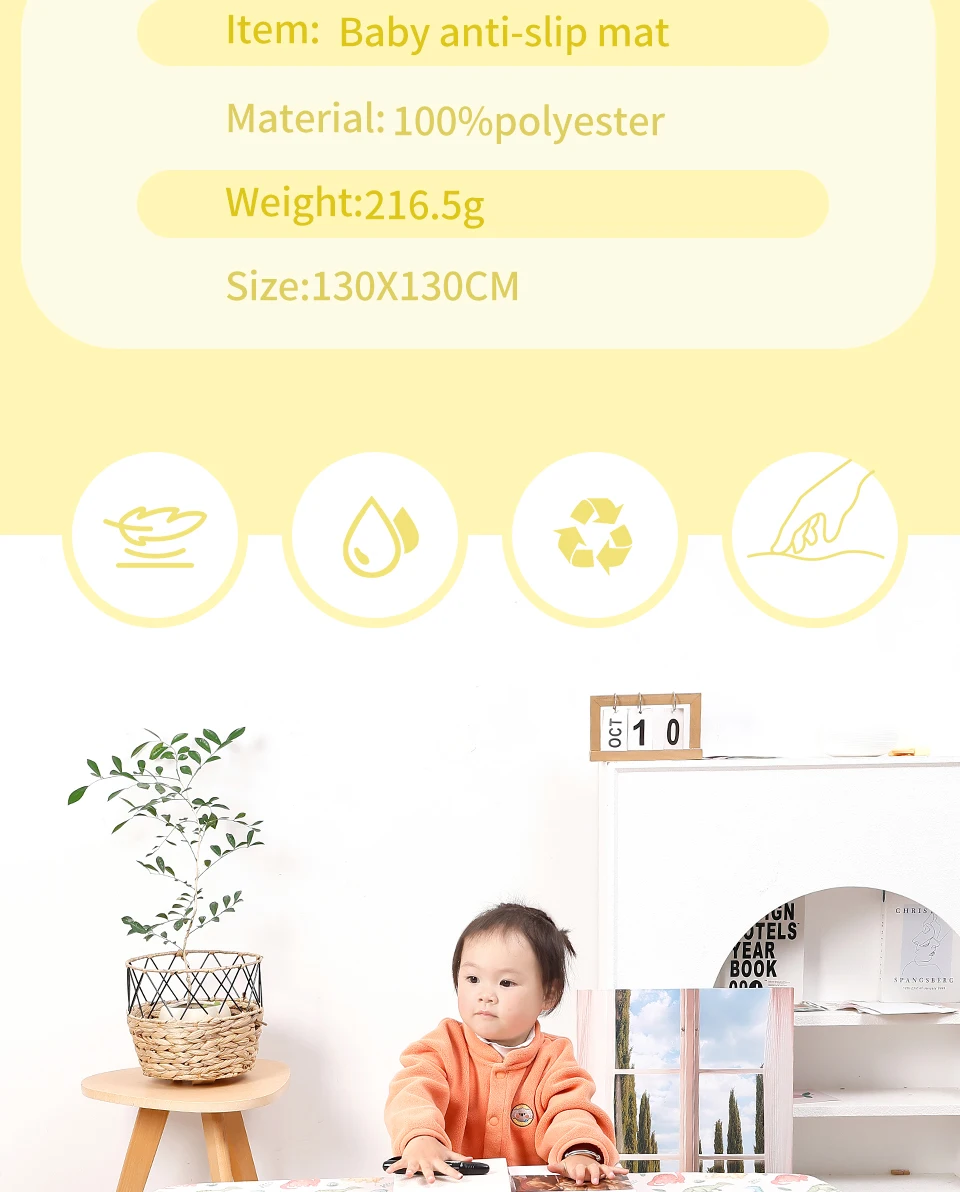 Elinfant 1 Pc Baby High Chair Splat Mat Portable Baby Dining Chair Mat Waterproof Spill Mat Anti-Slip Floor Protector Splash Mat