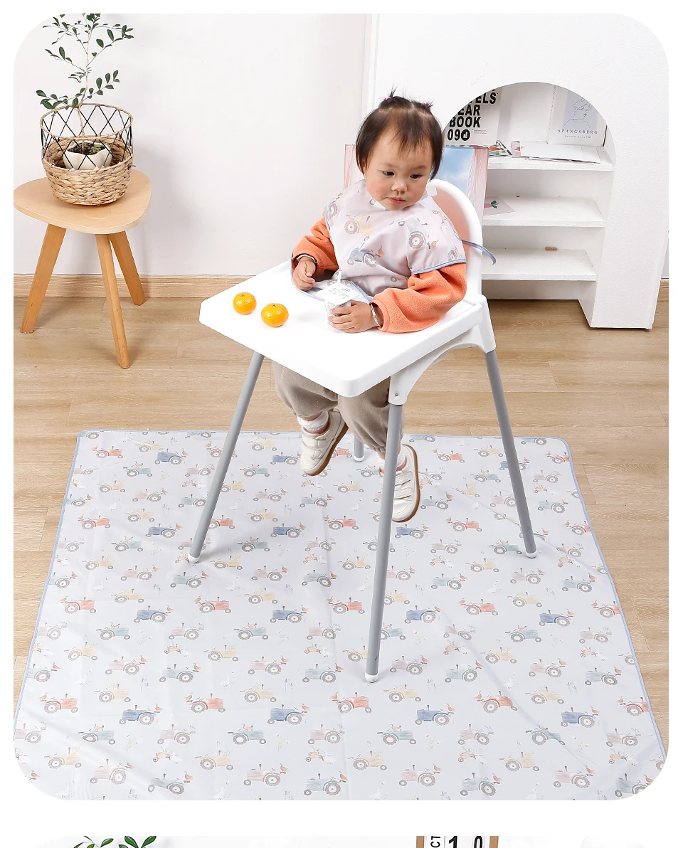 Elinfant 1 Pc Baby High Chair Splat Mat Portable Baby Dining Chair Mat Waterproof Spill Mat Anti-Slip Floor Protector Splash Mat
