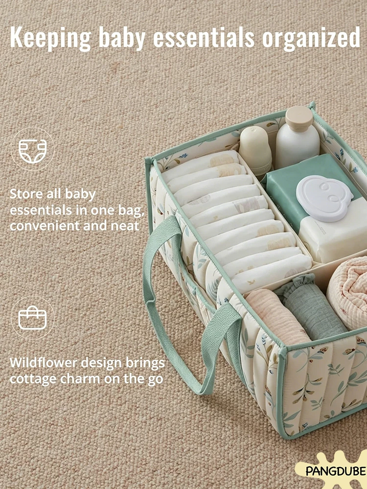 PANGDUBE Diaper Stacker Organizer Baby Diaper Bag Storage Caddy for Newborn Items Nappy Holder Nursery Bag Gift