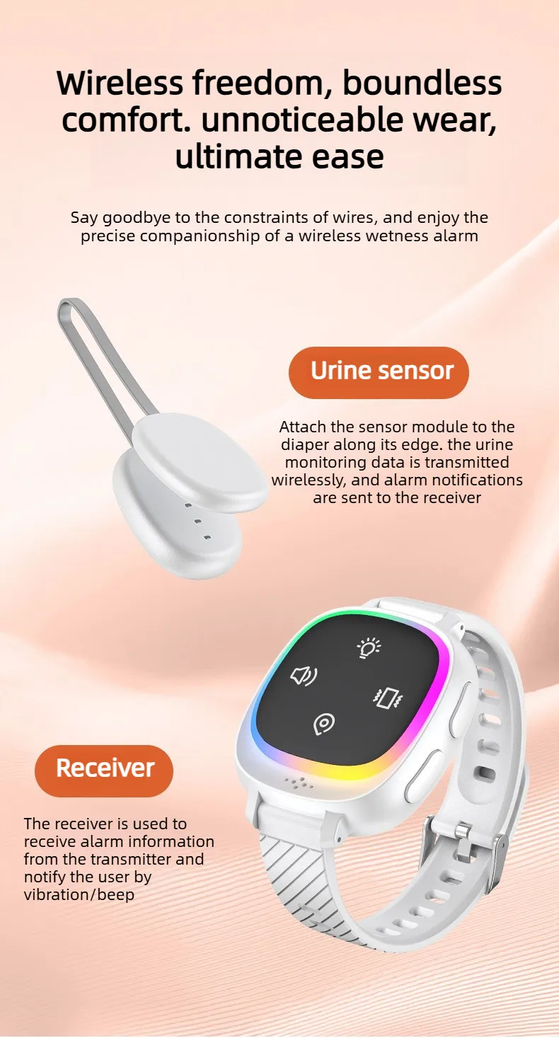 Urine Wet Alarm for Children, Anti-Lost Wireless Bedwetting Alarm, Wrist-Worn Baby Watch Reminder