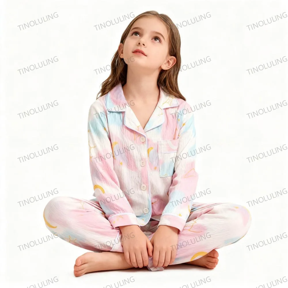Cotton Pajamas for Boys Girls Cute Panda White Sleepwear Children Home Wear Set Kids Pajamas Teenage Casual Loungewear Outfit