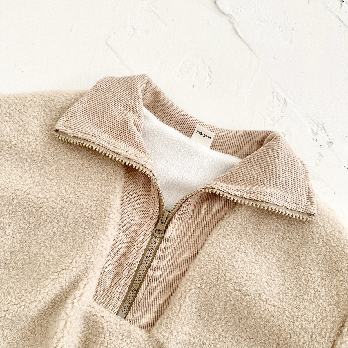 New Winter Baby Boys Girls Coats Fake Lamb Wool Solid Colour Zippered Jacket Top Kids Coat Jackets Children Clothes Overcoats