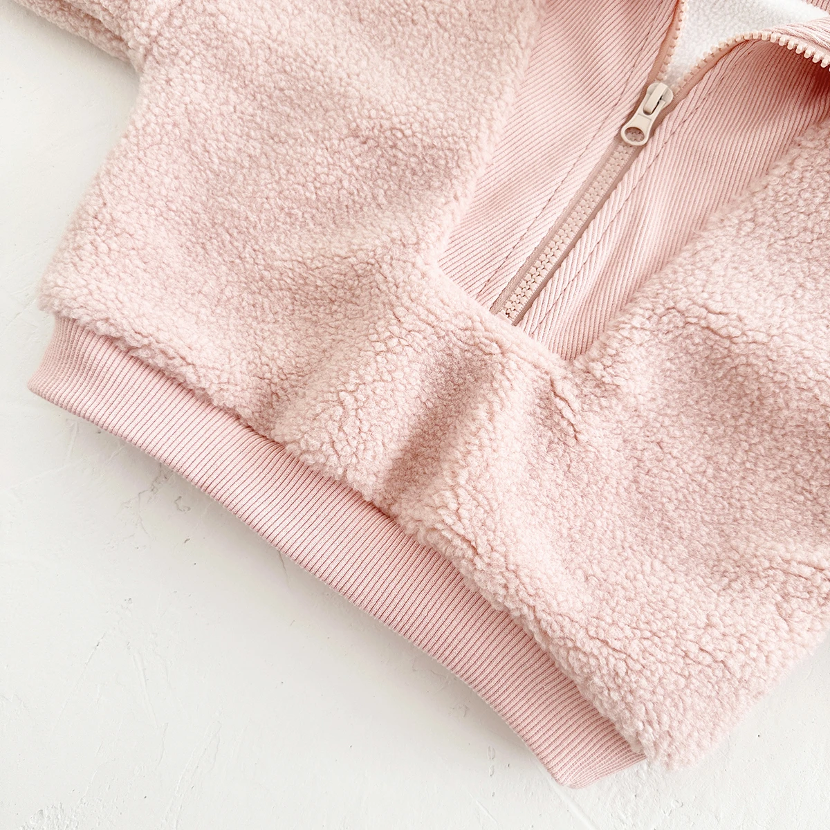 New Winter Baby Boys Girls Coats Fake Lamb Wool Solid Colour Zippered Jacket Top Kids Coat Jackets Children Clothes Overcoats