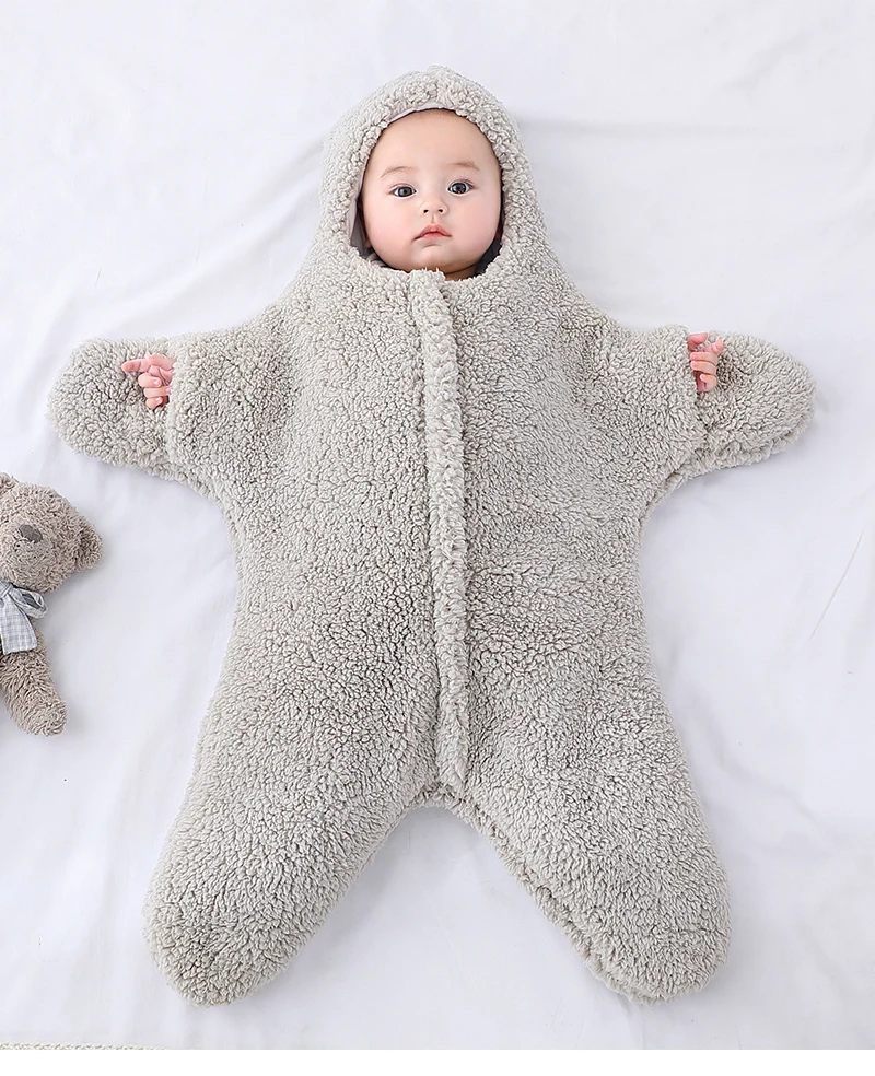 0-6 Month Baby Sleeping Bags Starfish Shape Autumn Winter Soft Newborn Wrap Blanket Swaddling Warm Cotton Sleepsack for Babies