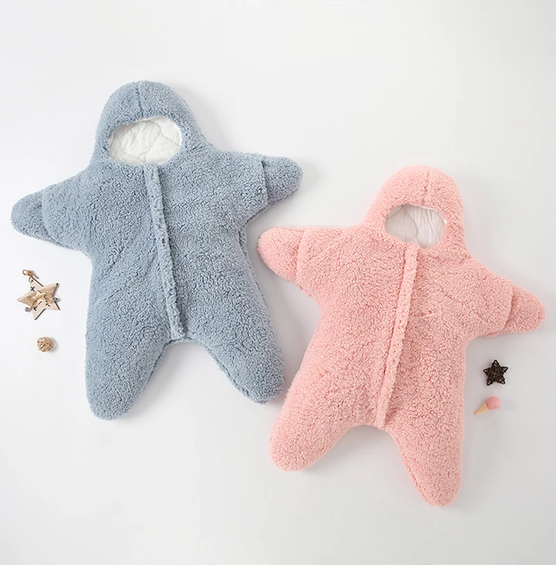 0-6 Month Baby Sleeping Bags Starfish Shape Autumn Winter Soft Newborn Wrap Blanket Swaddling Warm Cotton Sleepsack for Babies