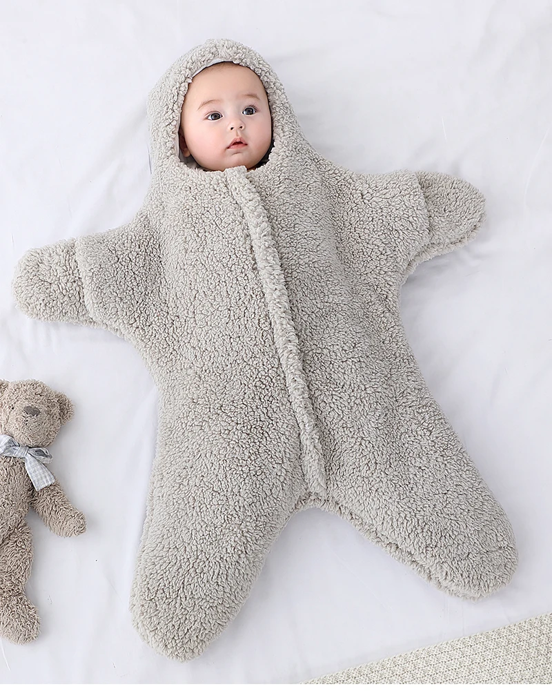 0-6 Month Baby Sleeping Bags Starfish Shape Autumn Winter Soft Newborn Wrap Blanket Swaddling Warm Cotton Sleepsack for Babies