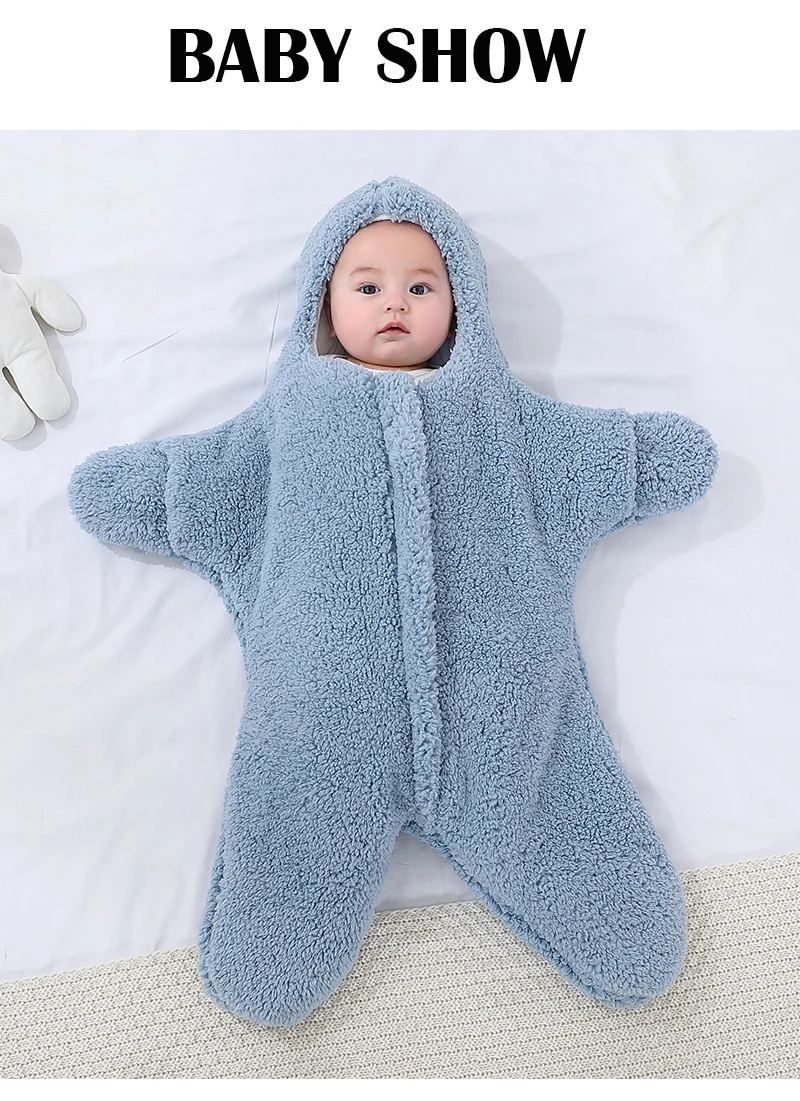 0-6 Month Baby Sleeping Bags Starfish Shape Autumn Winter Soft Newborn Wrap Blanket Swaddling Warm Cotton Sleepsack for Babies