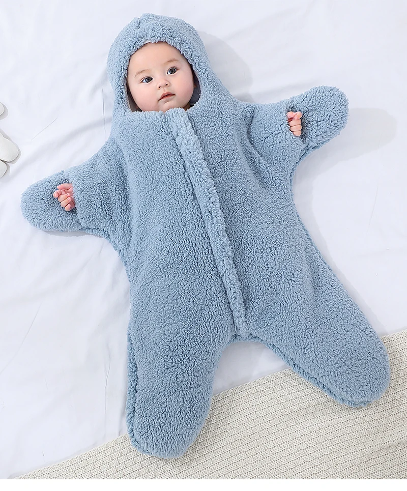 0-6 Month Baby Sleeping Bags Starfish Shape Autumn Winter Soft Newborn Wrap Blanket Swaddling Warm Cotton Sleepsack for Babies