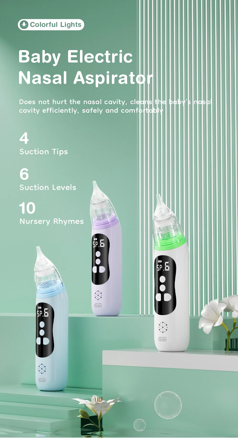 MAMIJOY Electric Nasal Absorber Silent Baby Obstruction Rhinitis Cleaner Nasal Aspirator Nasal Mucus Cleaning Tool Fro Newborn
