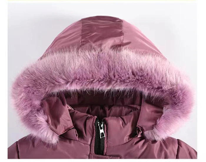 4 5 6 8 10 Years Winter Girls Coat Keep Warm Thicken Kids Jacket Hooded Zipper Fur Collar Princess Outerwear Children's Clothing