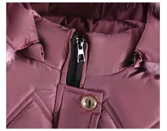 4 5 6 8 10 Years Winter Girls Coat Keep Warm Thicken Kids Jacket Hooded Zipper Fur Collar Princess Outerwear Children's Clothing