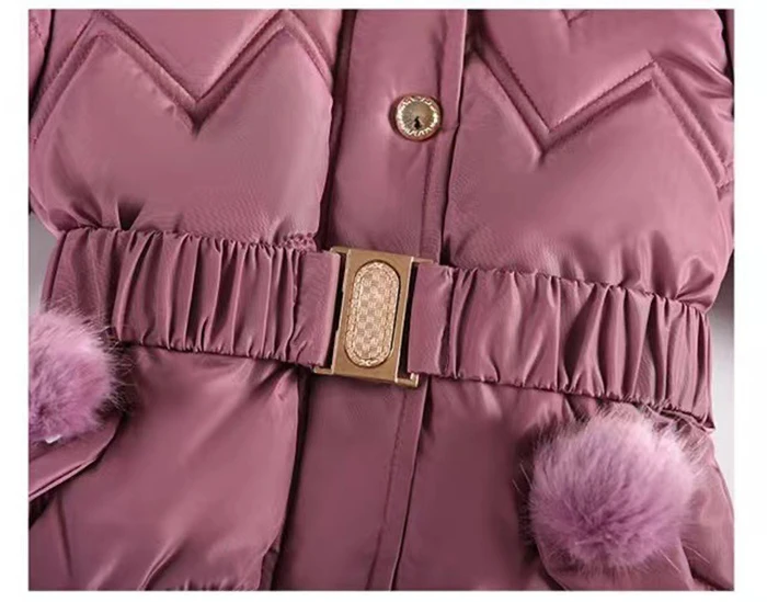 4 5 6 8 10 Years Winter Girls Coat Keep Warm Thicken Kids Jacket Hooded Zipper Fur Collar Princess Outerwear Children's Clothing