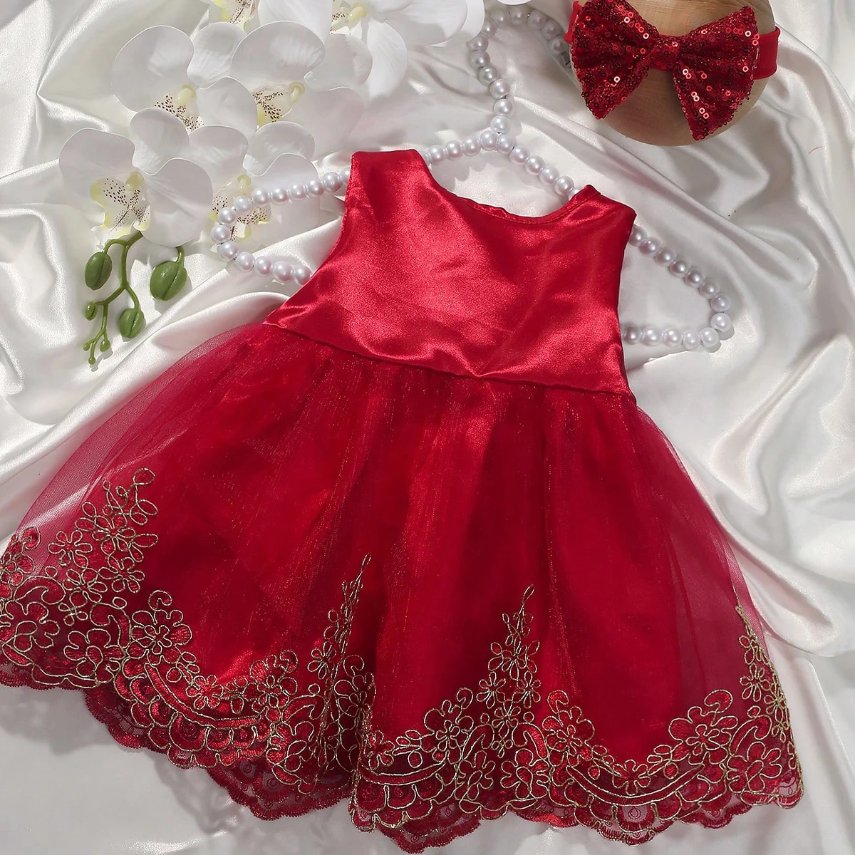 Ylsteed Newborn Photography Outfits Girl Big Bow Lace Dress with Glitter Bow Headband 100 Days Baby Girl Photoshoot Picture Gown