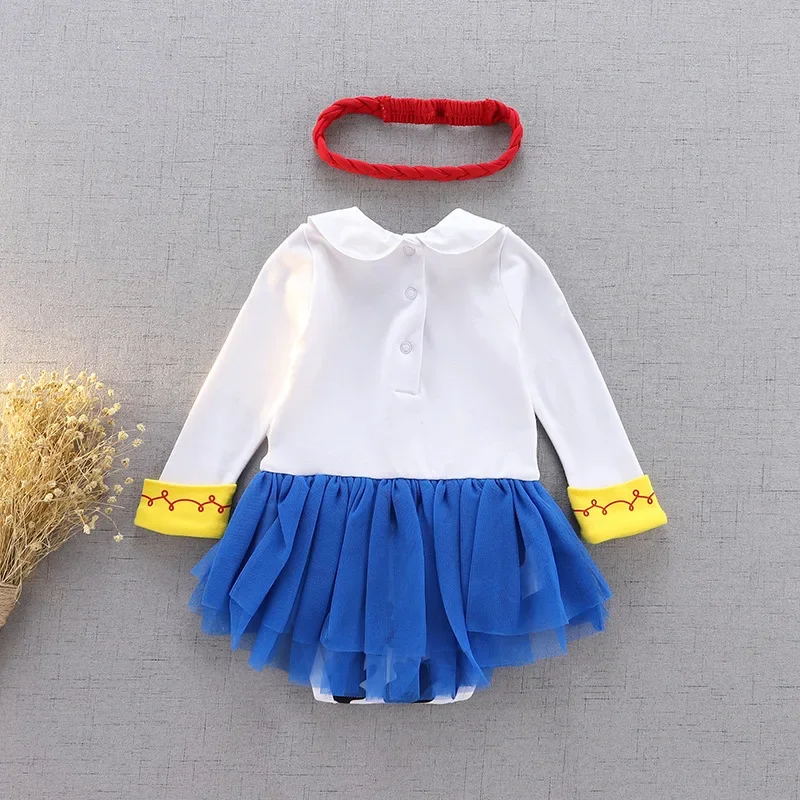 Baby Girl New Summer Bodysuit Cartoon Princess Jumpsuit Children's Long Sleeved Infant Girls Halloween Role Play Clothing H3924