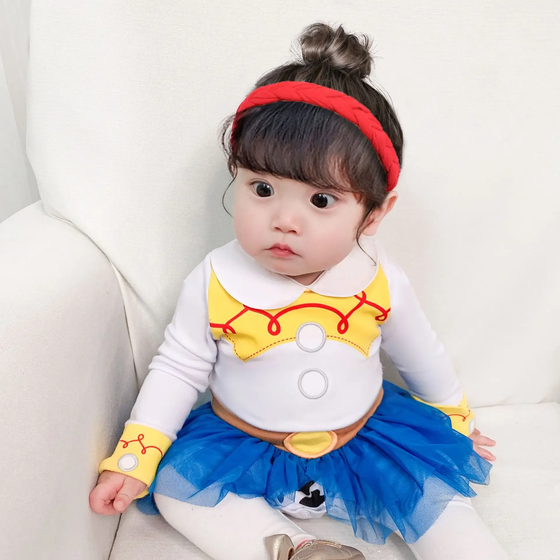 Baby Girl New Summer Bodysuit Cartoon Princess Jumpsuit Children's Long Sleeved Infant Girls Halloween Role Play Clothing H3924